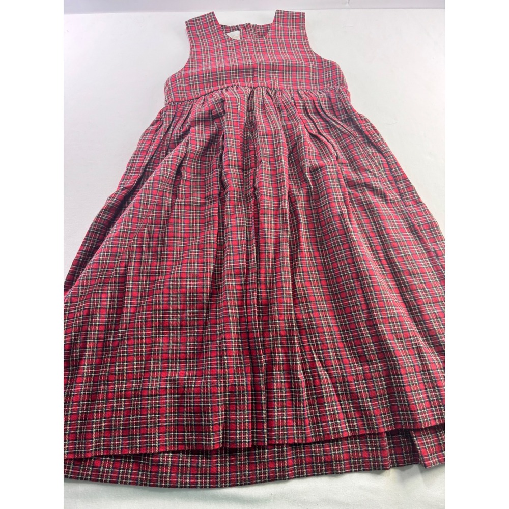 Strasburg Children Red Plaid Cotton Sleeveless Dress Girls Size 5 Holiday